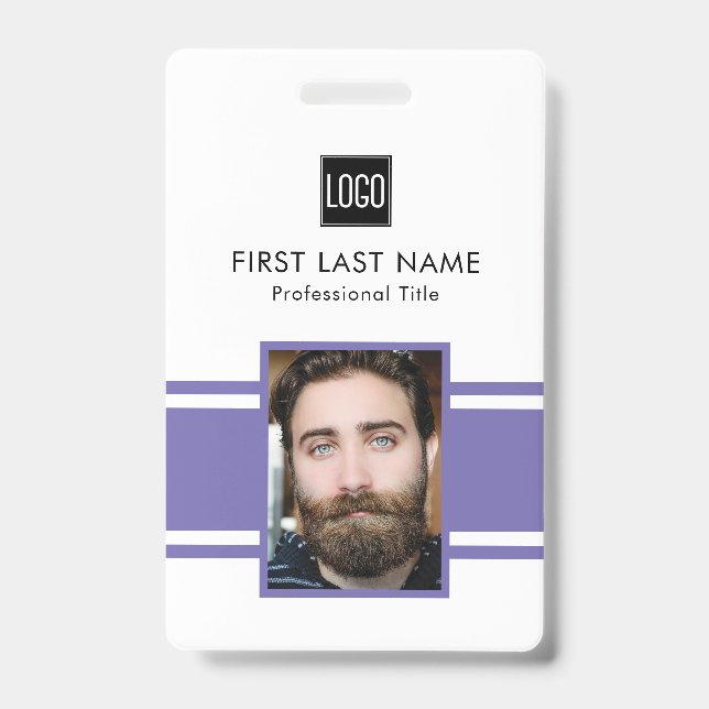 Personalized Employee | Purple Logo Staff Photo Badge (Front)
