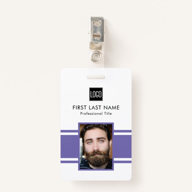 Personalized Employee | Purple Logo Staff Photo Badge (Front with Clip)