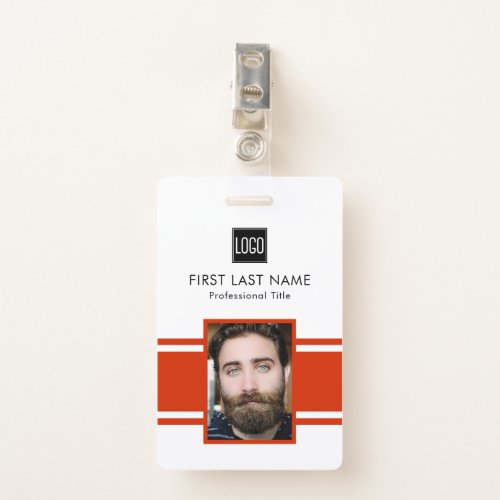Personalized Employee  Red Logo Staff Photo Badge