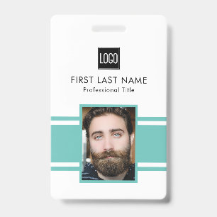 Personalized Employee Teal Logo Staff Photo Badge