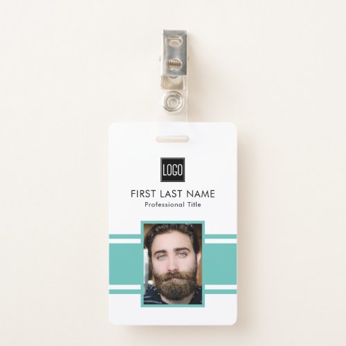 Personalized Employee  Teal Logo Staff Photo Badge