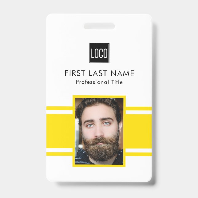 Personalized Employee | Yellow Logo Staff Photo Badge (Front)