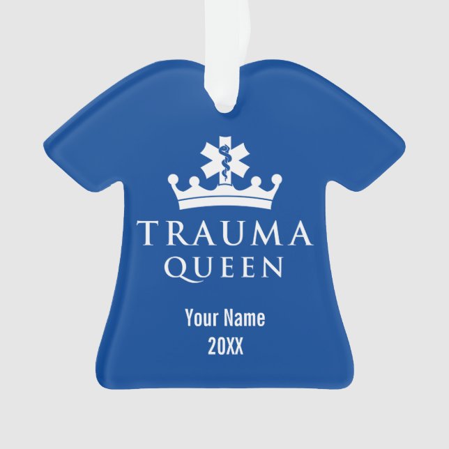 Personalized EMS EMT Paramedic Trauma Queen Ornament (Front)