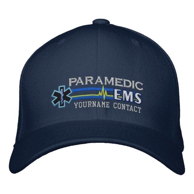 Personalized EMS Paramedic Star of Life Embroidered Baseball Hat (Front)