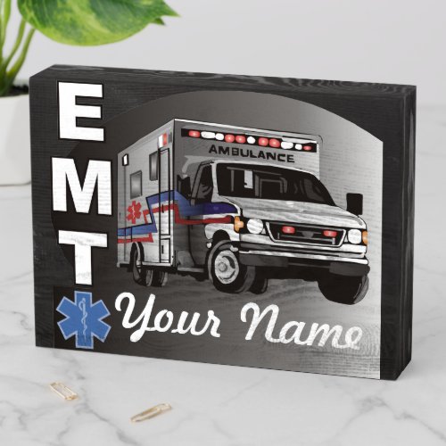 Personalized EMT Emergency Medical Technician Wooden Box Sign