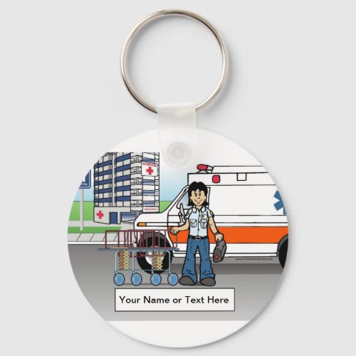 Personalized EMT Paramedic _ Female Cartoon  Keychain