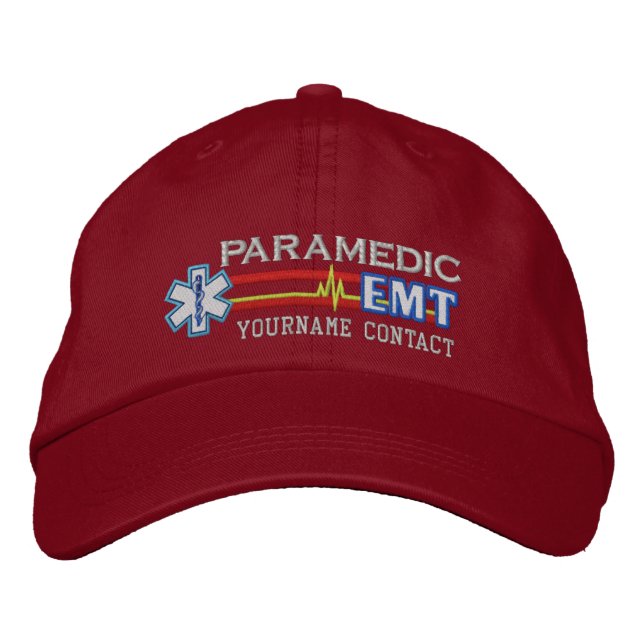 Personalized EMT Paramedic Star of Life Embroidered Baseball Hat (Front)