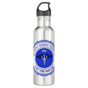 Personalized EMT Paramedics Caduceus Stainless Steel Water Bottle