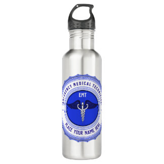 Personalized EMT Paramedics Caduceus Stainless Steel Water Bottle