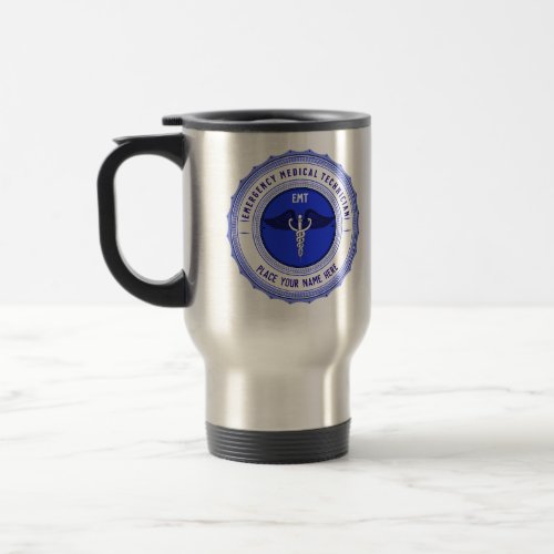Personalized EMT Paramedics Caduceus Travel Mug