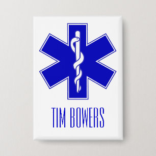 Personalized EMT Star of Life Symbol Button