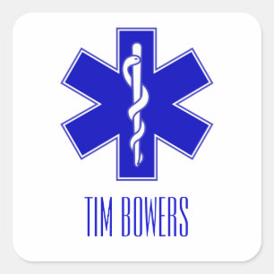 Personalized EMT Star of Life Symbol Square Sticker
