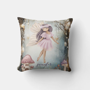 Personalized Enchanted Forest Fairy Girl's Throw Pillow
