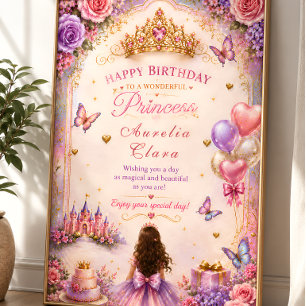 Personalized Enchanted Princess Birthday Greeting Poster