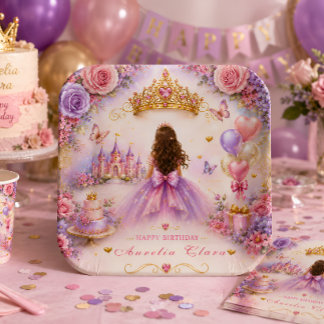 Personalized Enchanted Princess Birthday Paper Plates