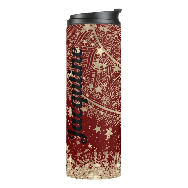 Personalized Enchanting Mandala with Gold Stars Thermal Tumbler (Rotated Left)