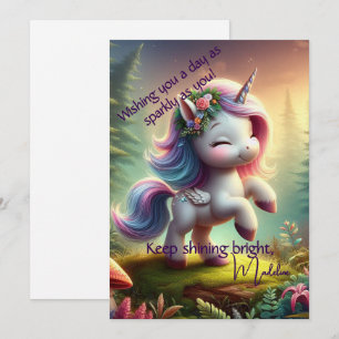 Personalized Enchanting Unicorn Flat Card