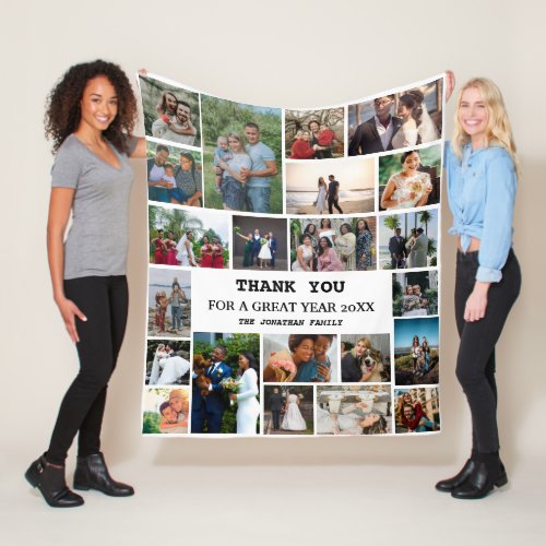 Personalized End Of Year Family 22 Photo Collage Fleece Blanket