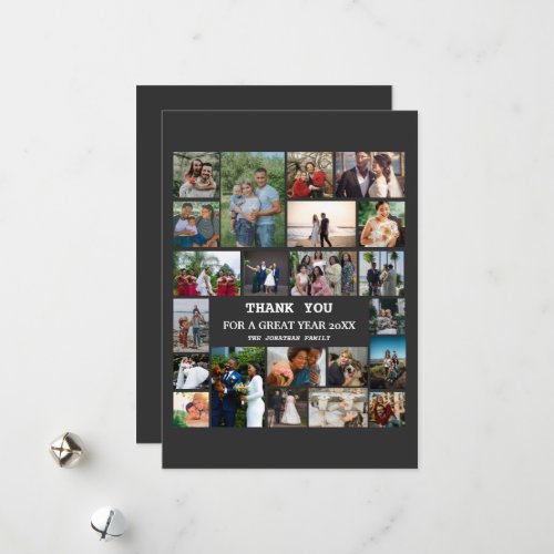 Personalized End Of Year Family 22 Photo Collage Holiday Card