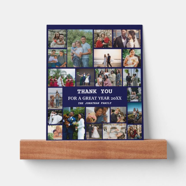 Personalized End Of Year Family 22 Photo Collage Picture Ledge (Front)