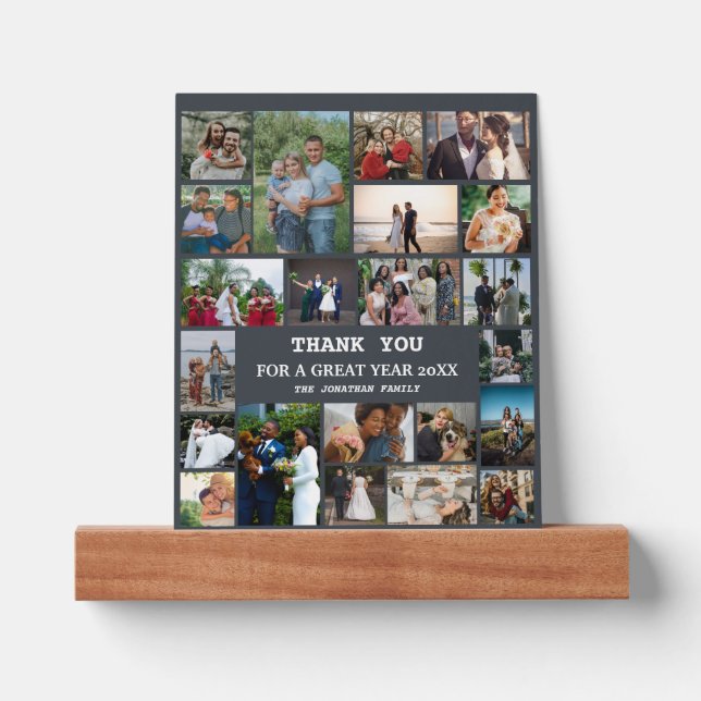 Personalized End Of Year Family 22 Photo Collage Picture Ledge (Front)