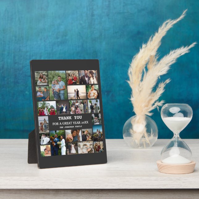Personalized End Of Year Family 22 Photo Collage Plaque (Side)