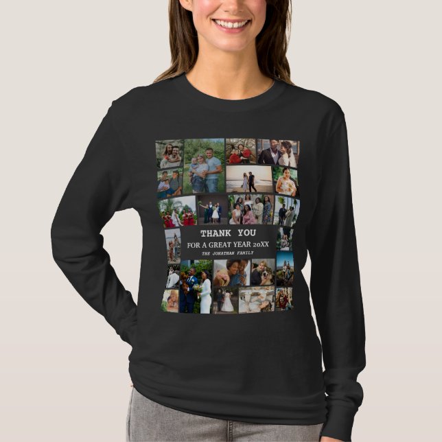 Personalized End Of Year Family 22 Photo Collage T-Shirt (Front)