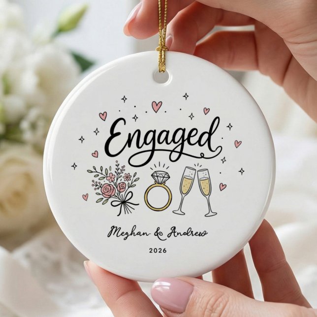 Personalized Engaged Christmas Ornament (Creator Uploaded)