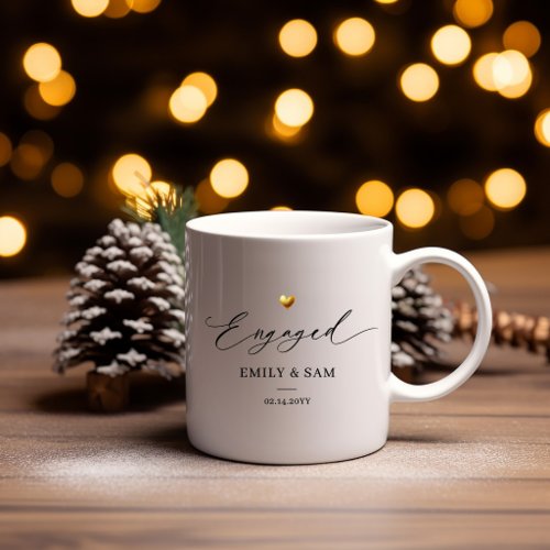 Personalized Engaged Mug with Couple Names & Date
