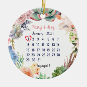 Personalized Engaged -wedding  date 1 of 31 Ceramic Ornament