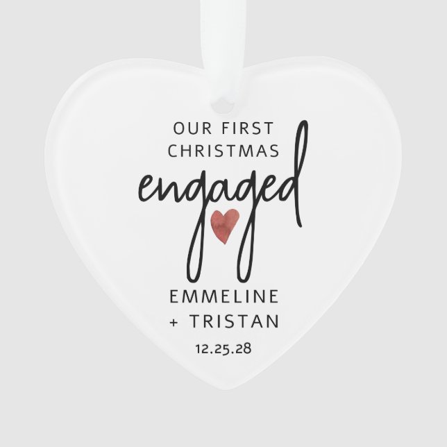 Personalized Engagement Christmas Acrylic Ornament (Front)