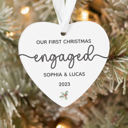 Personalized Engagement Christmas Keepsake Ornament