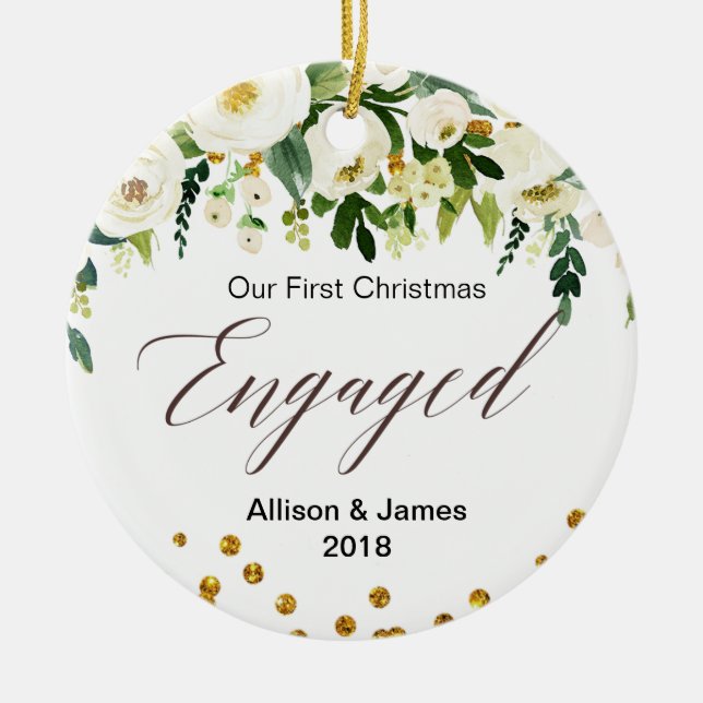 Personalized Engagement Christmas Ornament (Front)