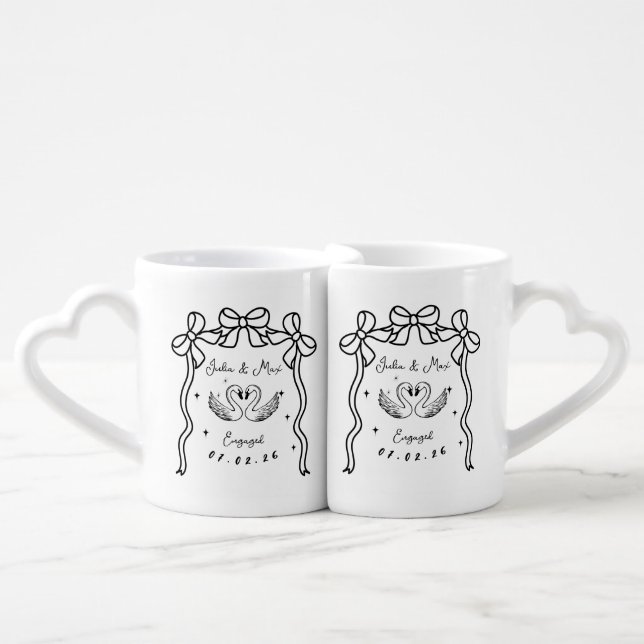 personalized engagement gift for couples Romantic Coffee Mug Set (Front Nesting)