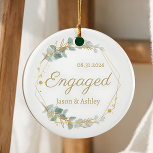 Personalized Engagement Gift Keepsake Ceramic Ornament