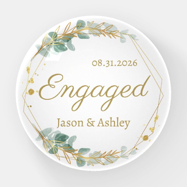Personalized Engagement Gift Keepsake Paperweight (Front)