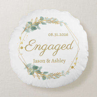 Personalized Engagement Gift Keepsake Round Pillow