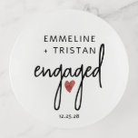 Personalized Engagement Gift Little Red Heart Trinket Tray<br><div class="desc">A simple modern engagement gift trinket tray for your rings. Modern handwritten style type with little red heart.</div>