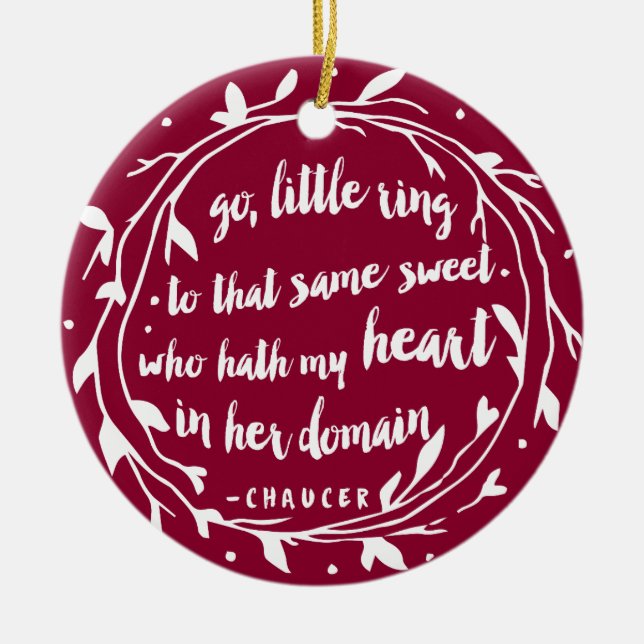 Personalized Engagement Keepsake | Hollyberry Ceramic Ornament (Front)