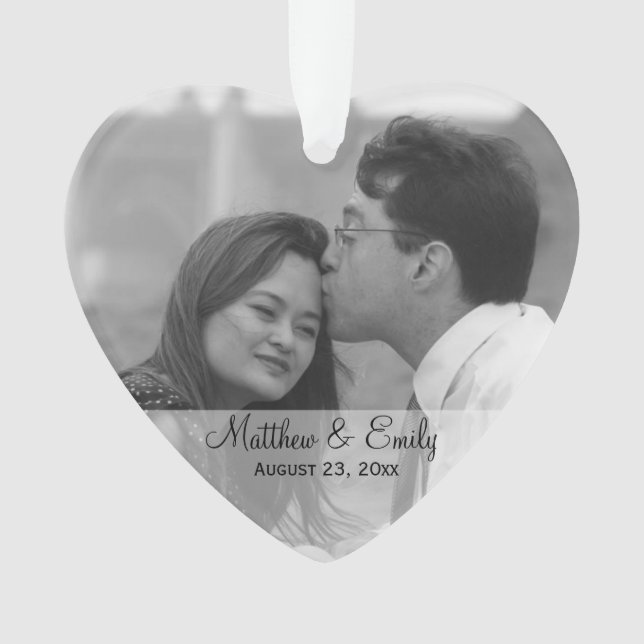 Personalized Engagement or Wedding Photo Ornament (Front)