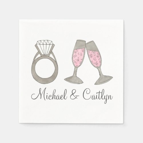 Personalized Engagement Party Wedding Ring Napkins
