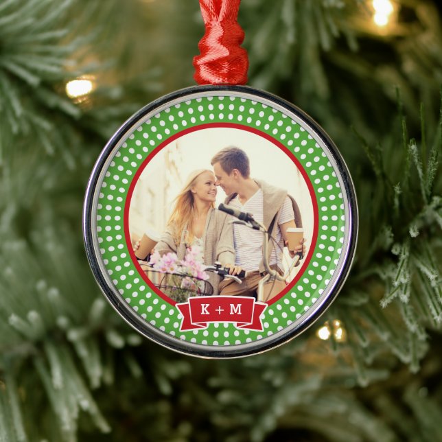 Personalized Engagement Photo Monogram Ornament (Tree)