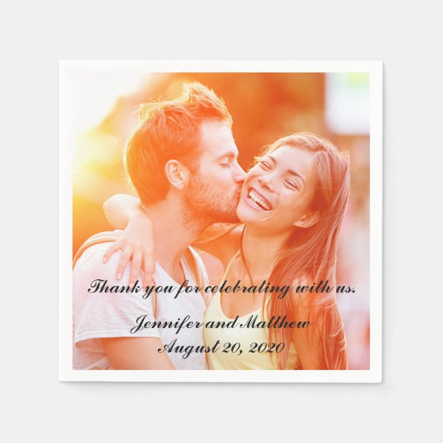 Personalized Engagement Photo Paper Napkins (Front)