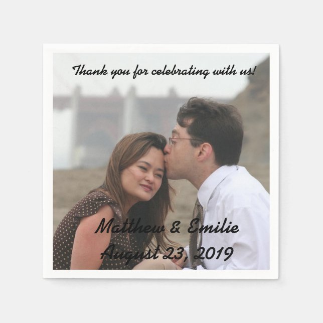 Personalized Engagement / Wedding Photo Napkins (Front)