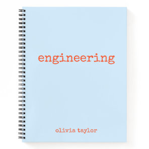 Personalized Engineering Graph Paper Blue Orange Notebook