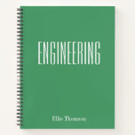 Personalized Engineering Graph Paper Green Name Notebook<br><div class="desc">A cute,  trendy notebook to take to engineering class or for homework with a simple,  minimalist cover in green and space for the school subject and your name to be personalized.</div>