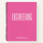 Personalized Engineering Graph Paper Pink Name Notebook<br><div class="desc">A cute,  trendy notebook to take to engineering class or for homework with a simple,  minimalist cover in pretty hot pink and space for the school subject and your name to be personalized.</div>