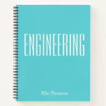 Personalized Engineering Graph Paper Simple Aqua Notebook<br><div class="desc">A cute,  trendy notebook to take to engineering class or for homework with a simple,  minimalist cover in turquoise blue and space for the school subject and your name to be personalized.</div>