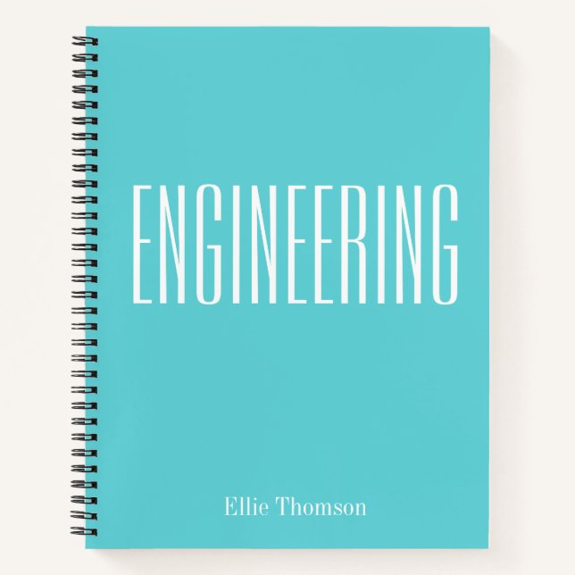 Personalized Engineering Graph Paper Simple Aqua Notebook (Front)