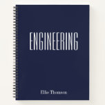 Personalized Engineering Graph Paper Simple Design Notebook<br><div class="desc">A cute,  trendy notebook to take to engineering class or for homework with a simple,  minimalist cover in pretty navy blue and space for the school subject and your name to be personalized.</div>